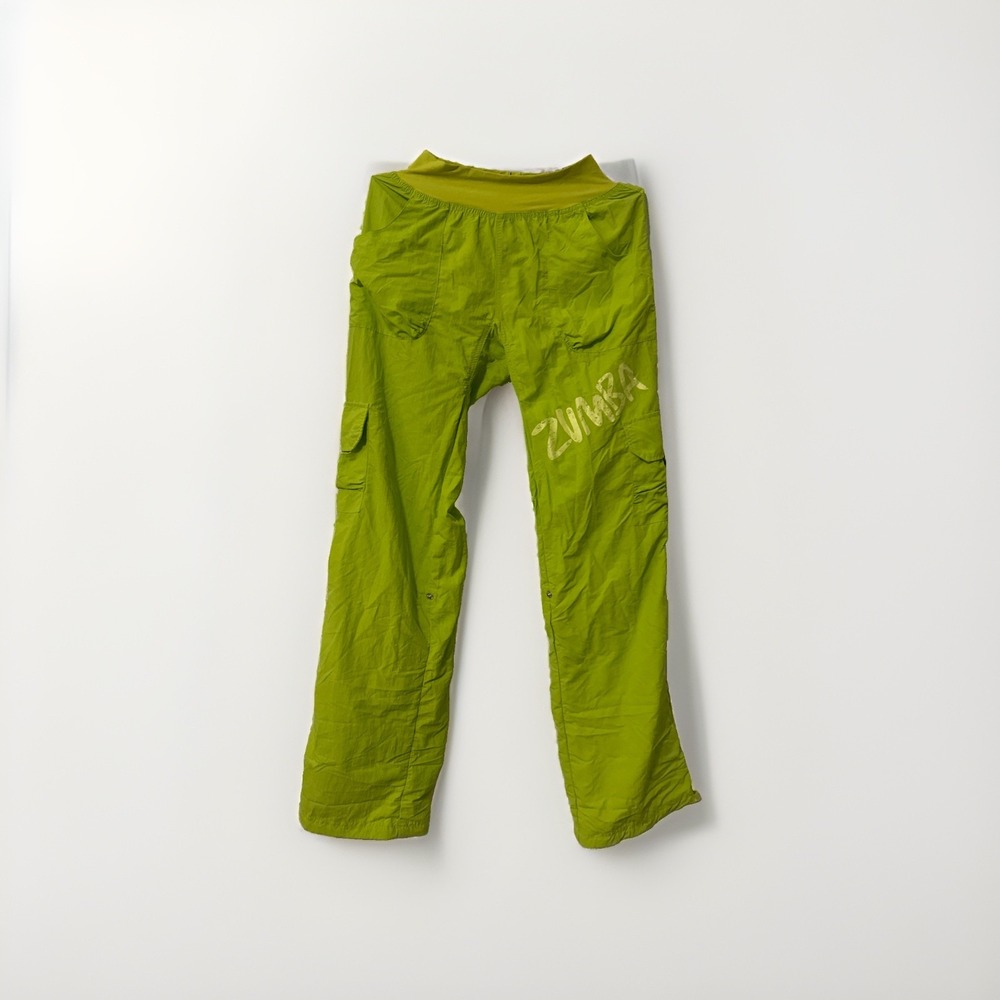 RaRe Zumba Cargo Pants Feelin It Lime Green Parachute Convertible Small